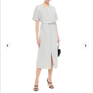 Striped Linen And Cotton-blend Midi Dress